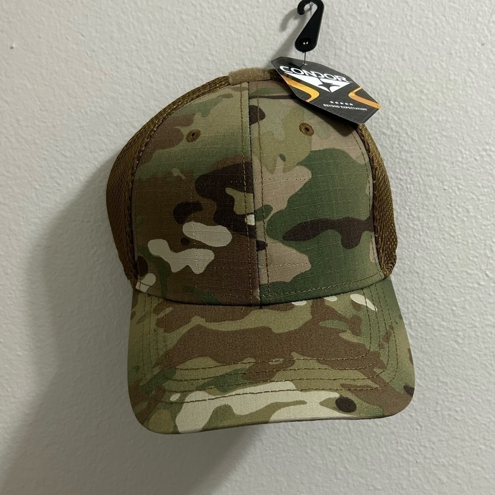 NWT Condor Flex Tactical Mesh Back Camo Baseball Cap Name Tape